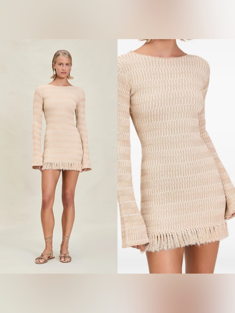 NWT DEVON WINDSOR fringe-trim backless dress